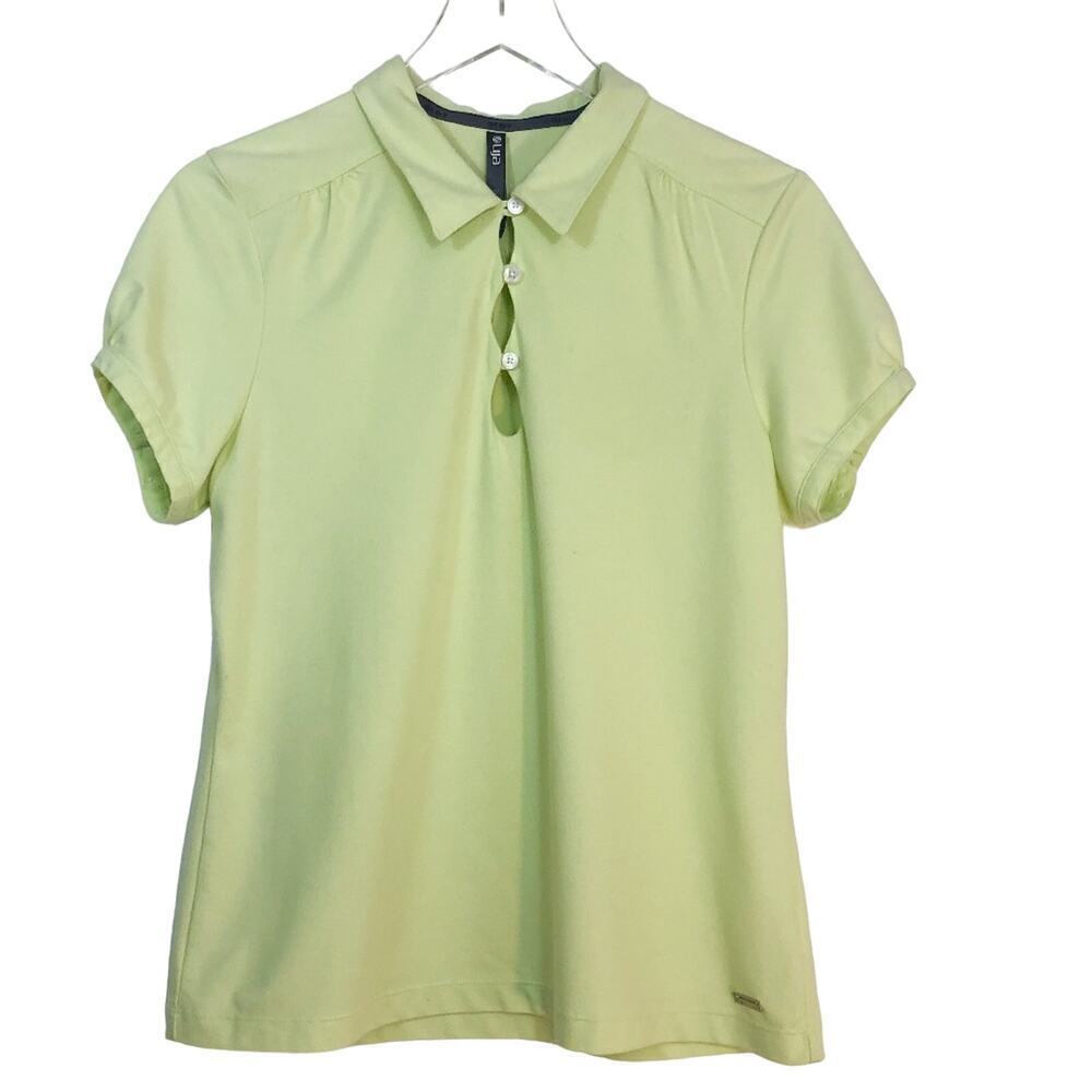 Lija Golf Tennis Polo Yellow Shirt Womens Size Large